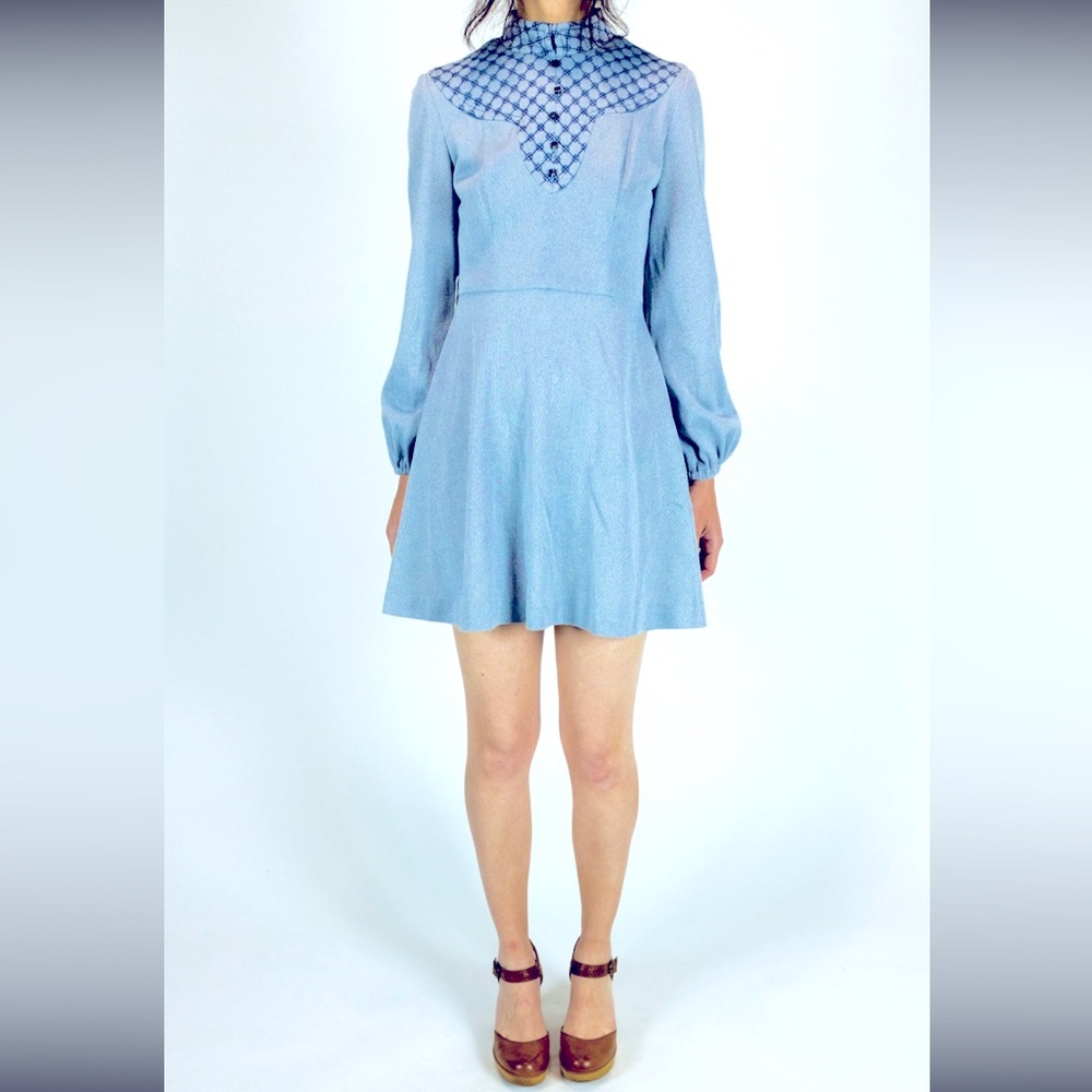 Mod Vintage Long Sleeve Dress 🩵💙